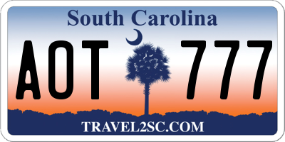 SC license plate AOT777