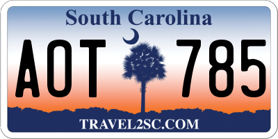 SC license plate AOT785