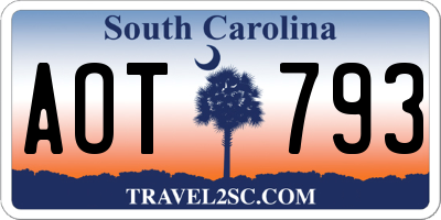 SC license plate AOT793