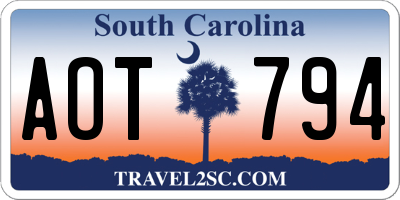SC license plate AOT794