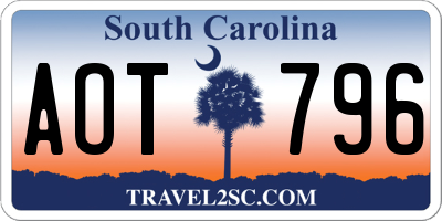 SC license plate AOT796