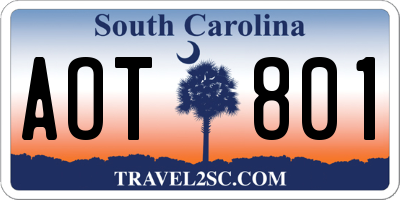 SC license plate AOT801