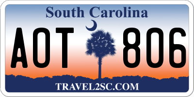 SC license plate AOT806