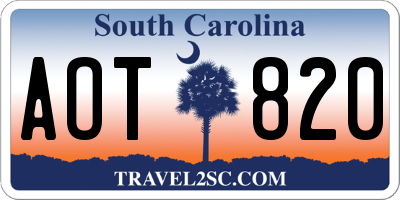 SC license plate AOT820