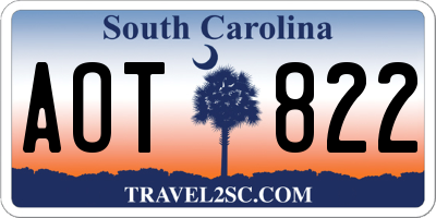 SC license plate AOT822