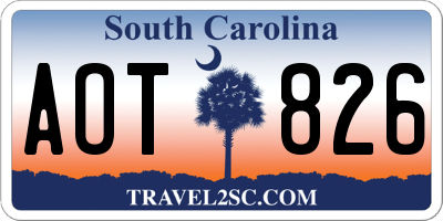 SC license plate AOT826