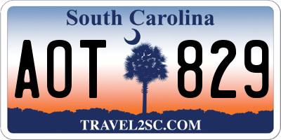 SC license plate AOT829