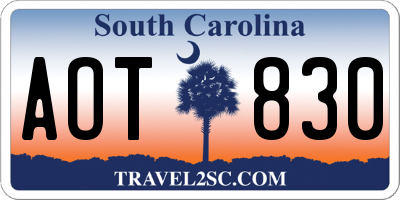 SC license plate AOT830
