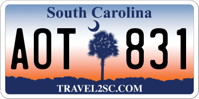 SC license plate AOT831