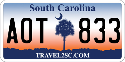 SC license plate AOT833