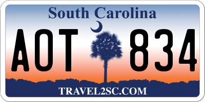 SC license plate AOT834