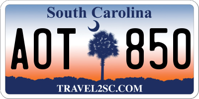 SC license plate AOT850
