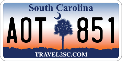 SC license plate AOT851