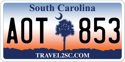 SC license plate AOT853