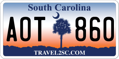 SC license plate AOT860
