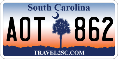 SC license plate AOT862