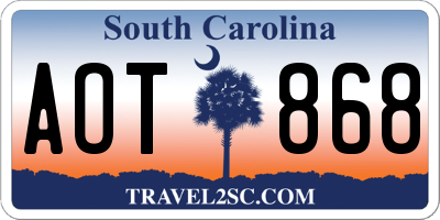 SC license plate AOT868