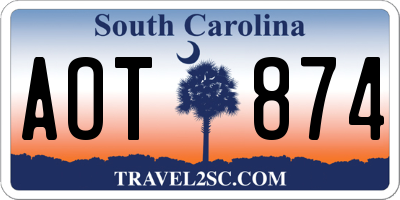 SC license plate AOT874