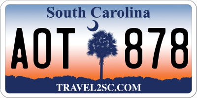 SC license plate AOT878
