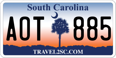 SC license plate AOT885