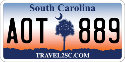 SC license plate AOT889
