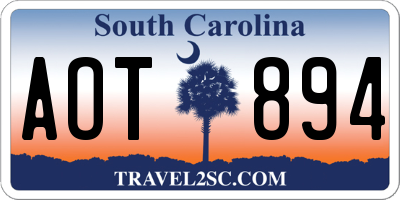 SC license plate AOT894