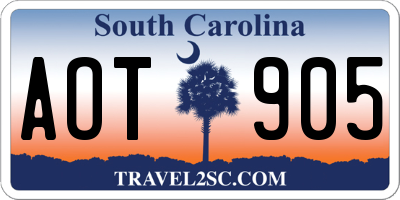 SC license plate AOT905
