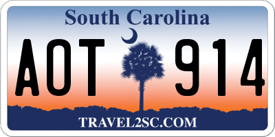 SC license plate AOT914