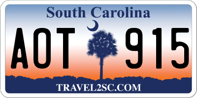 SC license plate AOT915