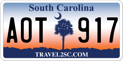 SC license plate AOT917