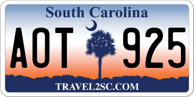 SC license plate AOT925