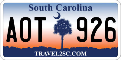 SC license plate AOT926