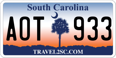 SC license plate AOT933