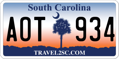 SC license plate AOT934
