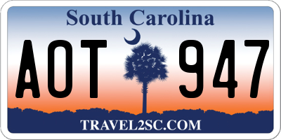 SC license plate AOT947