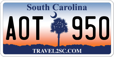 SC license plate AOT950
