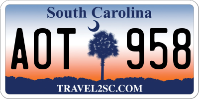 SC license plate AOT958