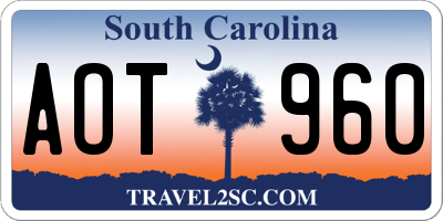 SC license plate AOT960