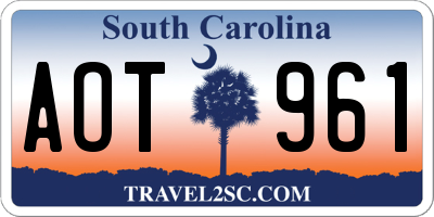 SC license plate AOT961