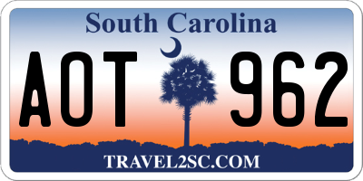 SC license plate AOT962