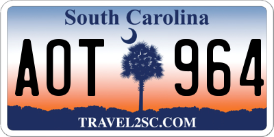 SC license plate AOT964