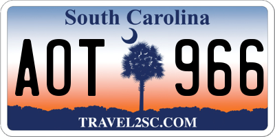 SC license plate AOT966