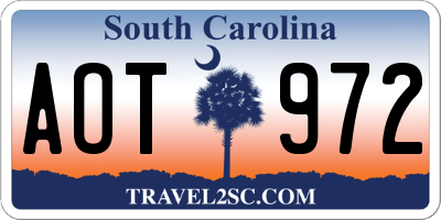 SC license plate AOT972