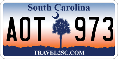 SC license plate AOT973