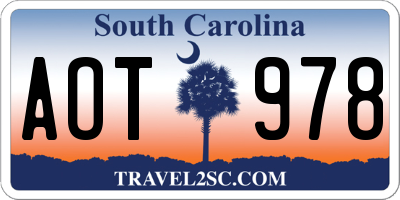 SC license plate AOT978