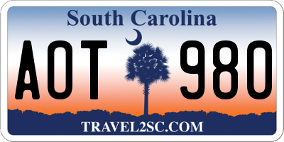 SC license plate AOT980