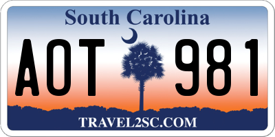 SC license plate AOT981