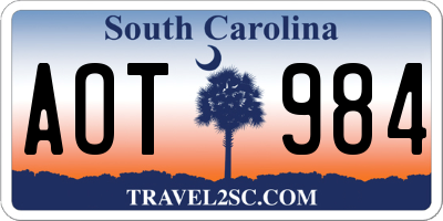 SC license plate AOT984