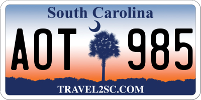 SC license plate AOT985