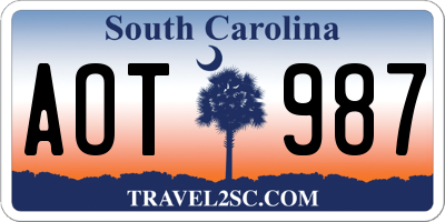 SC license plate AOT987